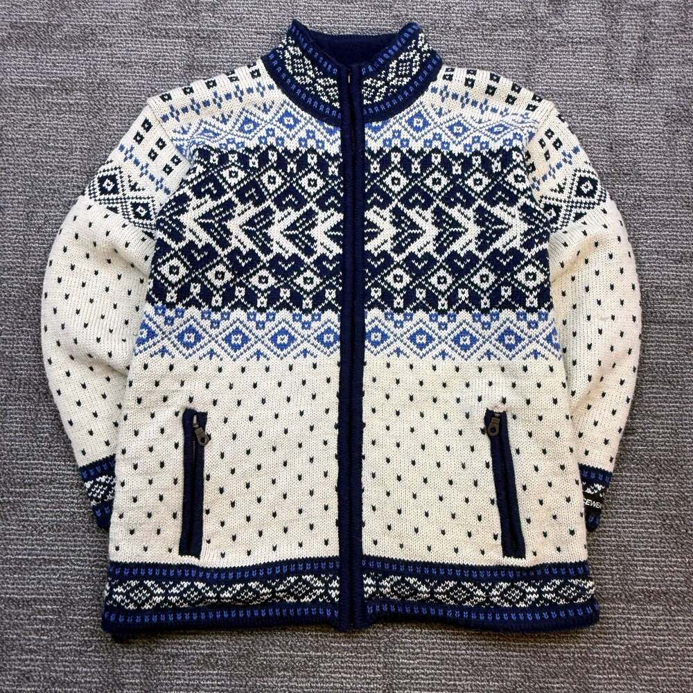 Icewear 100% Pure New Wool Nordic Fair Isle Full Zip Lined Sweater